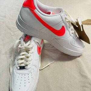 Nike Air Force 1 White and Bright Pink Sneakers